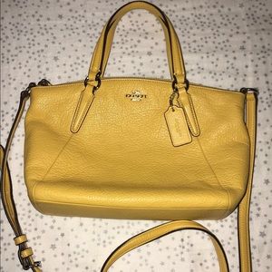 Yellow Coach mini kelsey crossbody bag